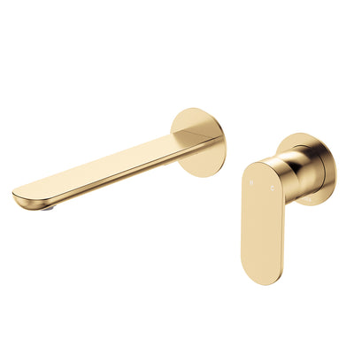 Fienza Empire Slim Wall Basin/Bath Mixer Set 200mm Urban Brass
