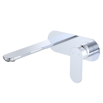 Fienza Empire Slim Wall Basin/Bath Mixer Set Oval Plate 200mm Chrome