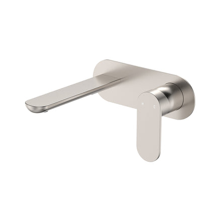 Fienza Empire Slim Wall Basin/Bath Mixer Set Oval Plate 160mm Brushed Nickel