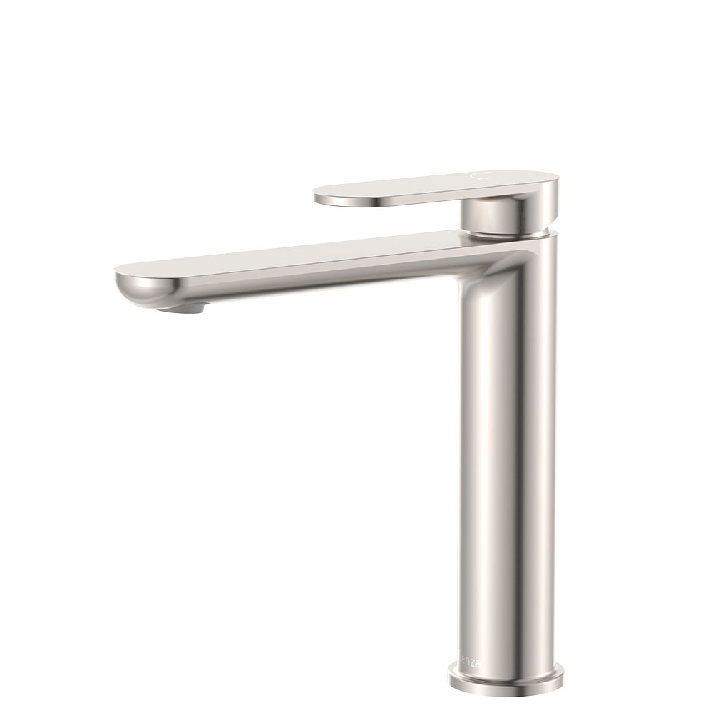 Fienza Empire Slim Cold Start Medium Basin Mixer Brushed Nickel