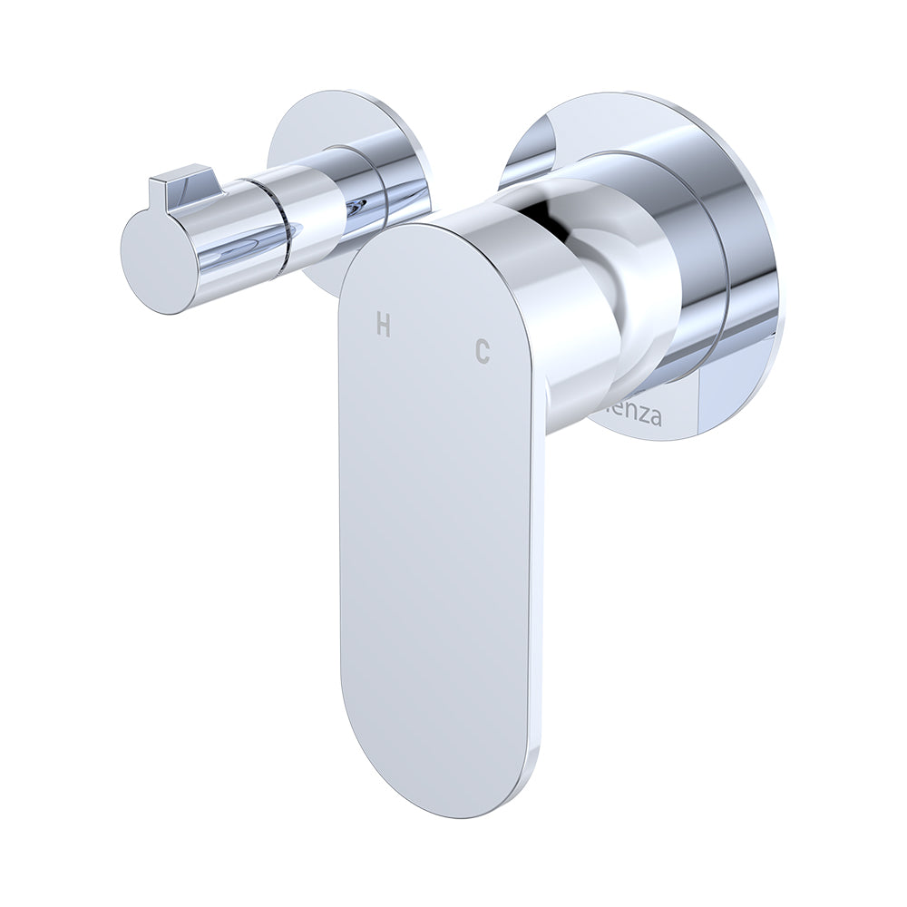 Fienza Empire Slim Wall Mixer & Diverter Small Round Plates Horizontal Chrome