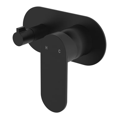 Fienza Empire Slim Wall Mixer & Diverter Oval Plate Horizontal Matte Black