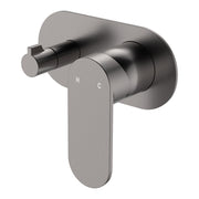 Fienza Empire Slim Wall Mixer & Diverter Oval Plate Horizontal Gun Metal