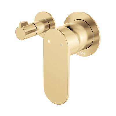 Fienza Empire Slim Wall Mixer & Diverter Small Round Plates Horizontal Urban Brass