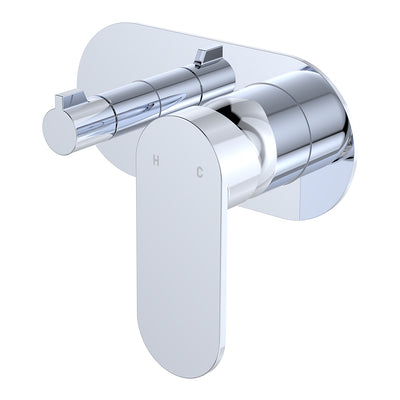 Fienza Empire Slim Wall Mixer & Diverter Oval Plate Horizontal Chrome