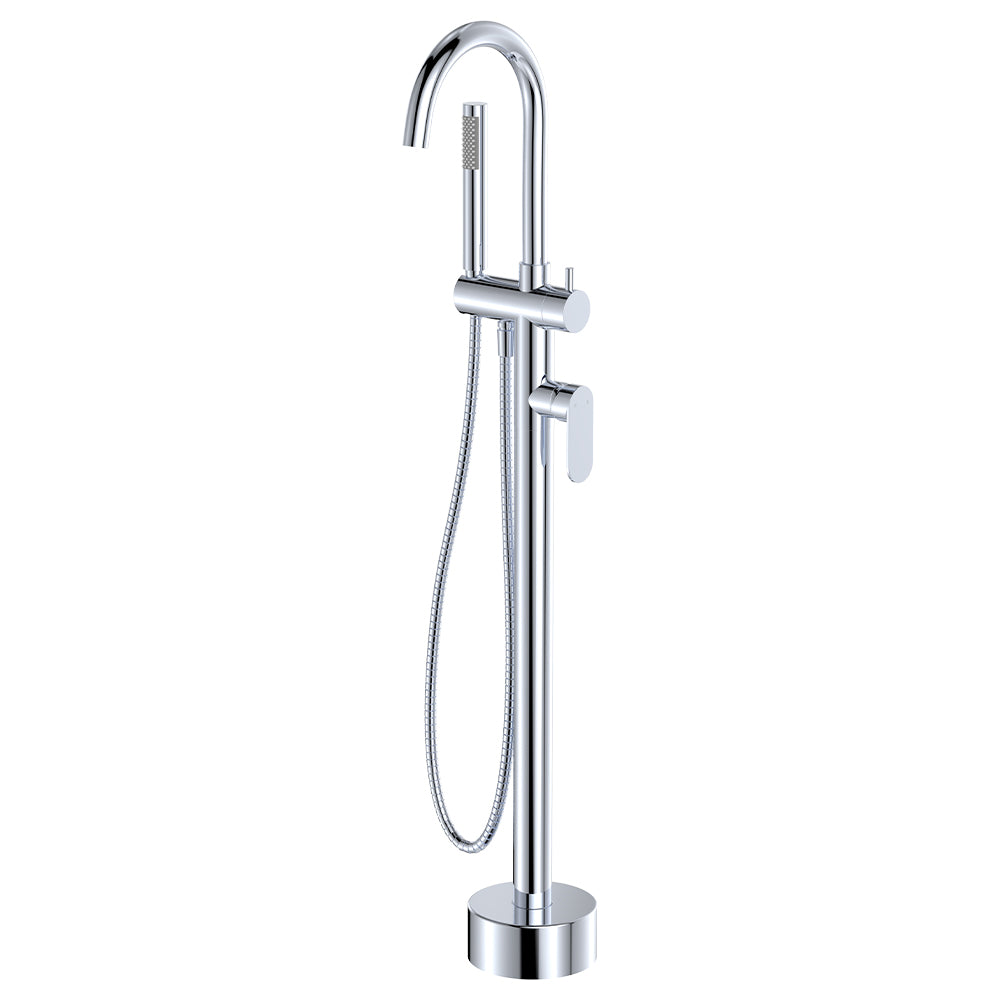 Fienza Empire Slim Floor Mounted Bath Mixer & Handshower Chrome