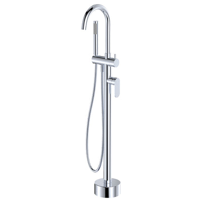 Fienza Empire Slim Floor Mounted Bath Mixer & Handshower Chrome