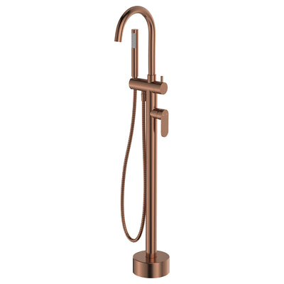 Fienza Empire Slim Floor Mounted Bath Mixer & Handshower Brushed Copper