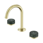 Nero Serenity Basin Set Arc Spout With Verde Alpi Handle Brushed Brushed Gold