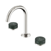 Nero Serenity Basin Set Arc Spout With Verde Alpi Handle Brushed Brushed Nickel
