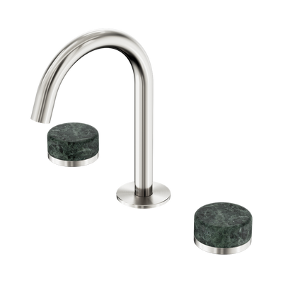 Nero Serenity Basin Set Arc Spout With Verde Alpi Handle Brushed Brushed Nickel