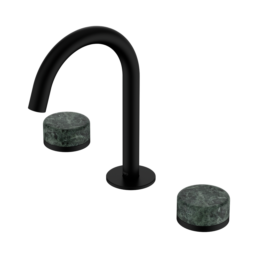 Nero Serenity Basin Set Arc Spout With Verde Alpi Handle Brushed Matte Black