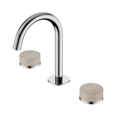Nero Serenity Basin Set Arc Spout With Rome Travertine Handle Chrome