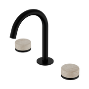 Nero Serenity Basin Set Arc Spout With Rome Travertine Handle Brushed Matte Black
