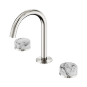 Nero Serenity Basin Set Arc Spout With Arabescato Corchia Handle Brushed Nickel