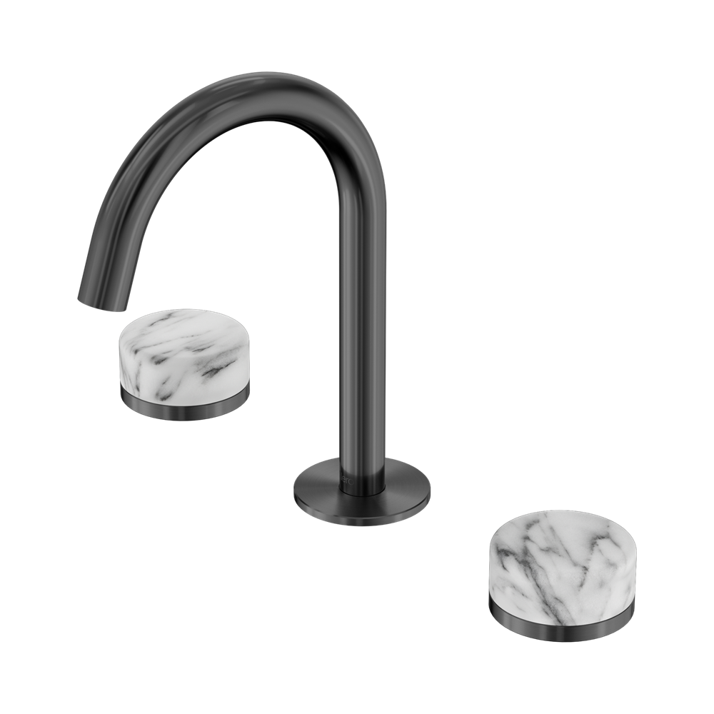 Nero Serenity Basin Set Arc Spout With Arabescato Corchia Handle Gun Metal