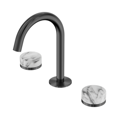Nero Serenity Basin Set Arc Spout With Arabescato Corchia Handle Gun Metal