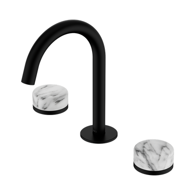 Nero Serenity Basin Set Arc Spout With Arabescato Corchia Handle Matte Black