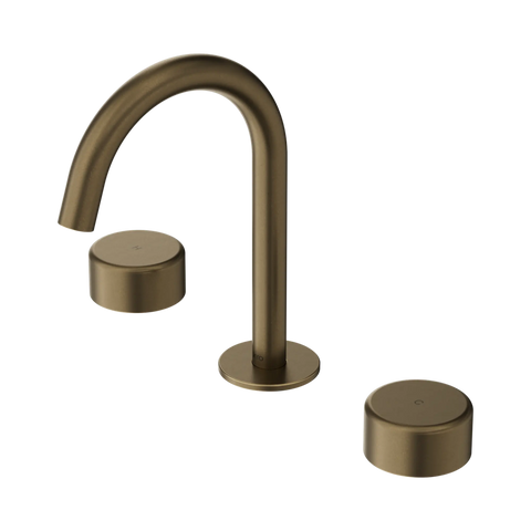 Nero Serenity Basin Set Arc Spout With Metal Handle Tumbled Antique Brass