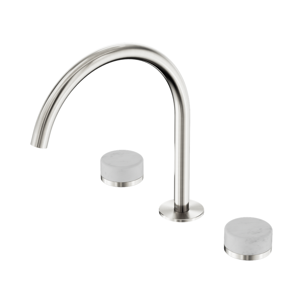 Nero Serenity Bath/Kitchen Set Arc Spout With Carrara Handle Brushed Nickel