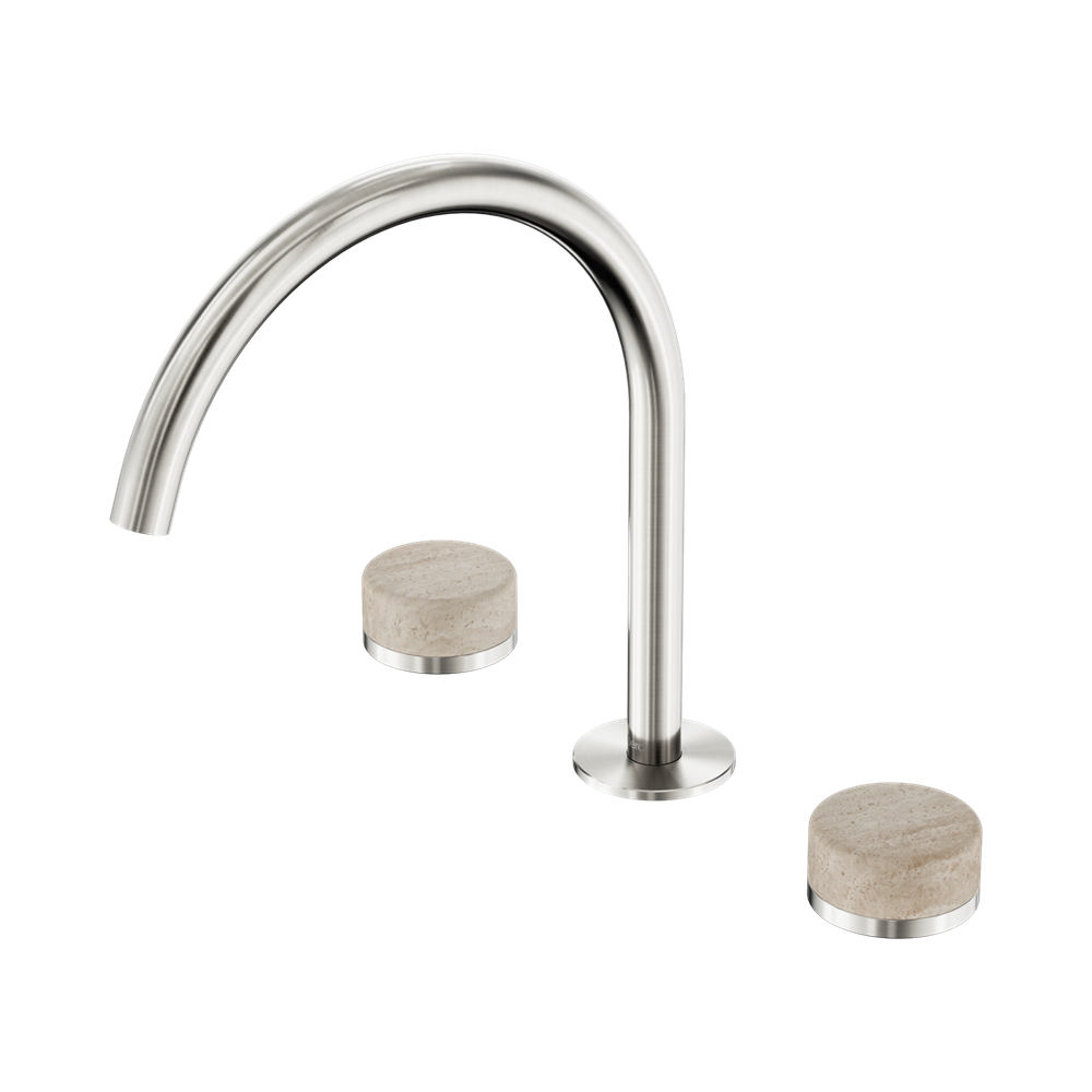Nero Serenity Bath/Kitchen Set Arc Spout With Rome Travertine  Handle Brushed Nickel