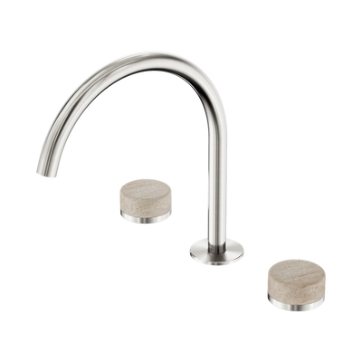 Nero Serenity Bath/Kitchen Set Arc Spout With Rome Travertine  Handle Brushed Nickel