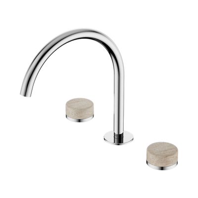 Nero Serenity Bath/Kitchen Set Arc Spout With Rome Travertine Handle Chrome