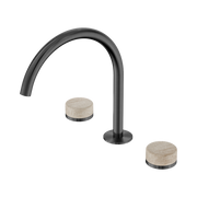 Nero Serenity Bath/Kitchen Set Arc Spout With Rome Travertine Handle Gun Metal