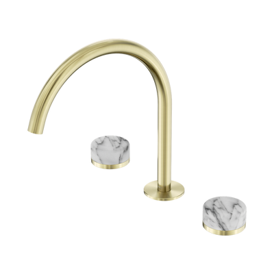 Nero Serenity Bath/Kitchen Set Arc Spout With Arabescato Corchia Handle Brushed Bronze