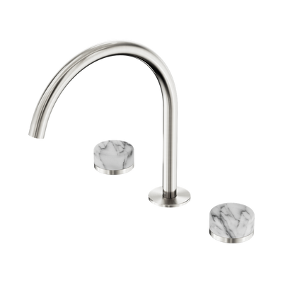 Nero Serenity Bath/Kitchen Set Arc Spout With Arabescato Corchia Handle Brushed Nickel