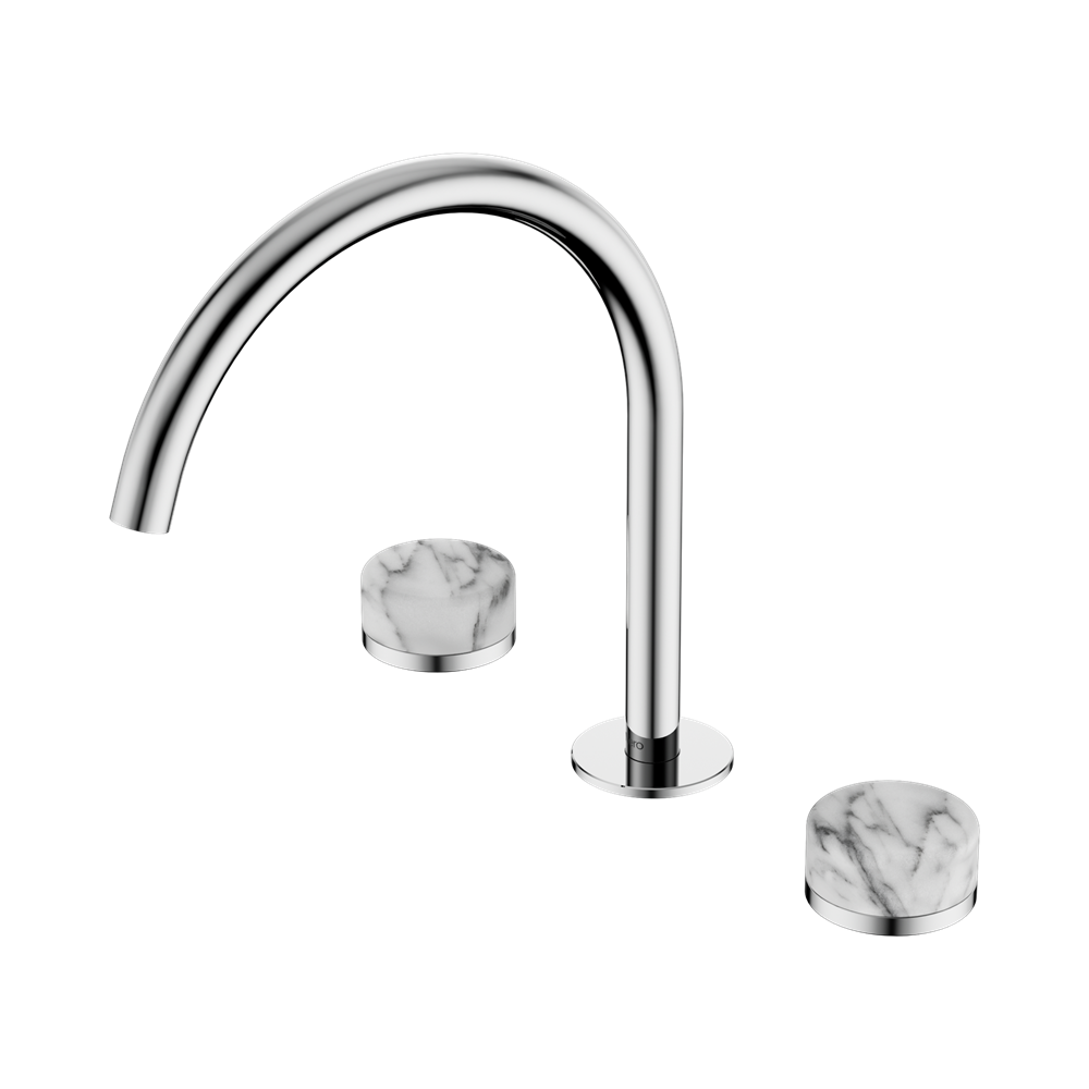 Nero Serenity Bath/Kitchen Set Arc Spout With Arabescato Corchia Handle Chrome