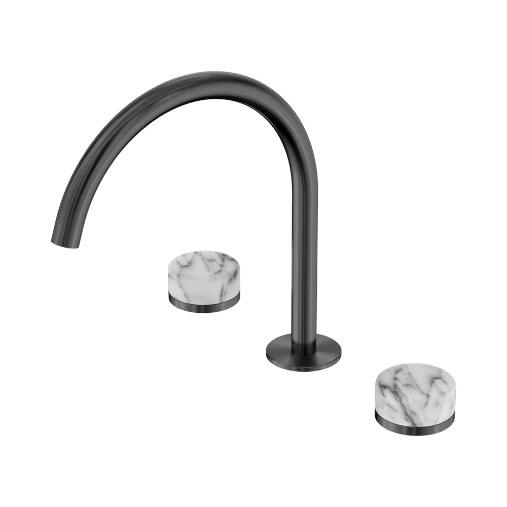 Nero Serenity Bath/Kitchen Set Arc Spout With Arabescato Corchia Handle Gun Metal