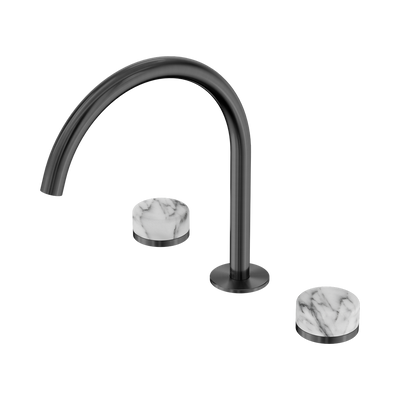 Nero Serenity Bath/Kitchen Set Arc Spout With Arabescato Corchia Handle Gun Metal
