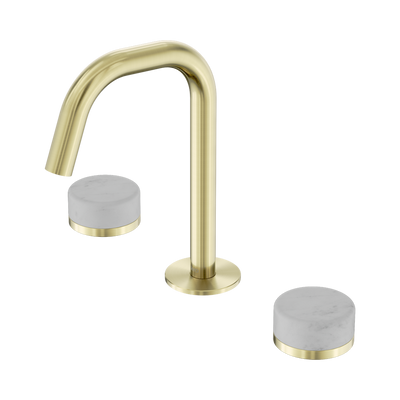 Nero Serenity Basin Set Edge Spout With Carrara Handle Brushed Gold