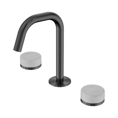 Nero Serenity Basin Set Edge Spout With Carrara Handle Gun Metal