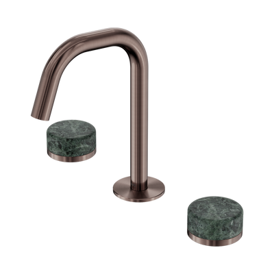 Nero Serenity Basin Set Edge Spout With Verde Alpi Handle Brushed Bronze