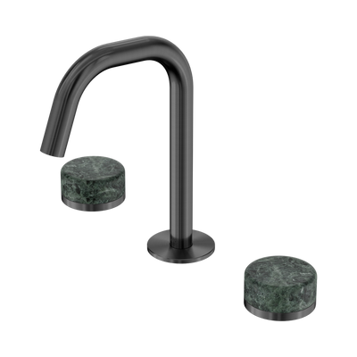 Nero Serenity Basin Set Edge Spout With Verde Alpi Handle Gun Metal