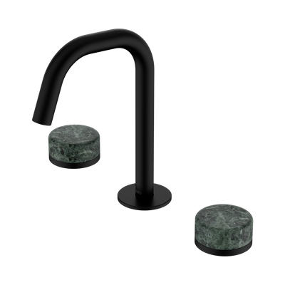 Nero Serenity Basin Set Edge Spout With Verde Alpi Handle Matte Black