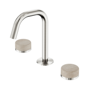 Nero Serenity Basin Set Edge Spout With Rome Travertine Handle Brushed Nickel