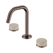Nero Serenity Basin Set Edge Spout With Rome Travertine Handle Brushed Bronze