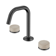 Nero Serenity Basin Set Edge Spout With Rome Travertine Handle Gun Metal