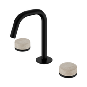 Nero Serenity Basin Set Edge Spout With Rome Travertine Handle Matte Black