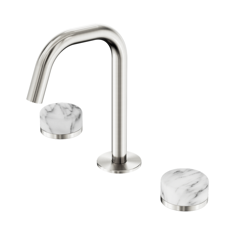 Nero Serenity Basin Set Edge Spout With Arabescato Corchia Handle Brushed Brushed Nickel