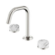 Nero Serenity Basin Set Edge Spout With Arabescato Corchia Handle Brushed Brushed Nickel