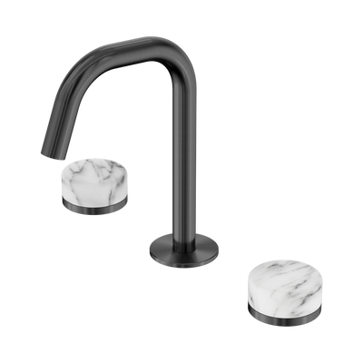 Nero Serenity Basin Set Edge Spout With Arabescato Corchia Handle Gun Metal