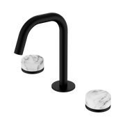 Nero Serenity Basin Set Edge Spout With Arabescato Corchia Handle Matte Black