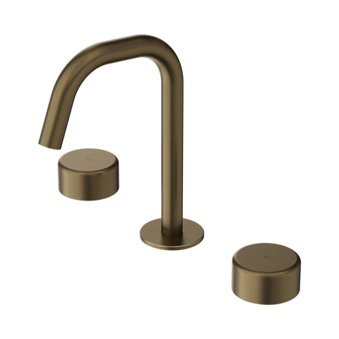 Nero Serenity Basin Set Edge Spout With Metal Handle Tumbled Antique Brass