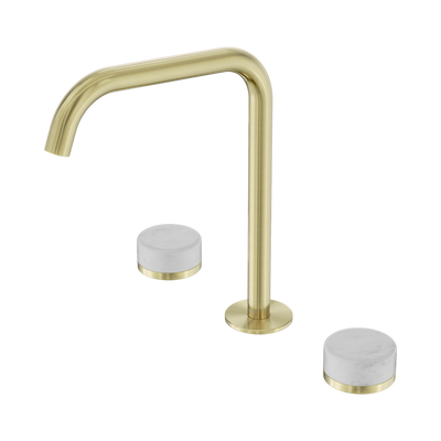 Nero Serenity Bath/Kitchen Set Edge Spout With Carrara Handle Brushed Gold