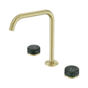 Nero Serenity Bath/Kitchen Set Edge Spout With Verde Alpi Handle Brushed Gold