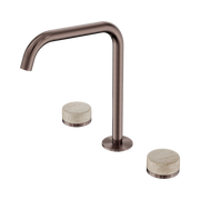 Nero Serenity Bath/Kitchen Set Edge Spout With Rome Travertine Handle Brushed Bronze